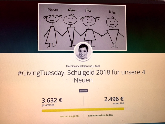 GivingTuesday 2017: Grandiose 3.632€ haben wir mit Euch gesammelt :)